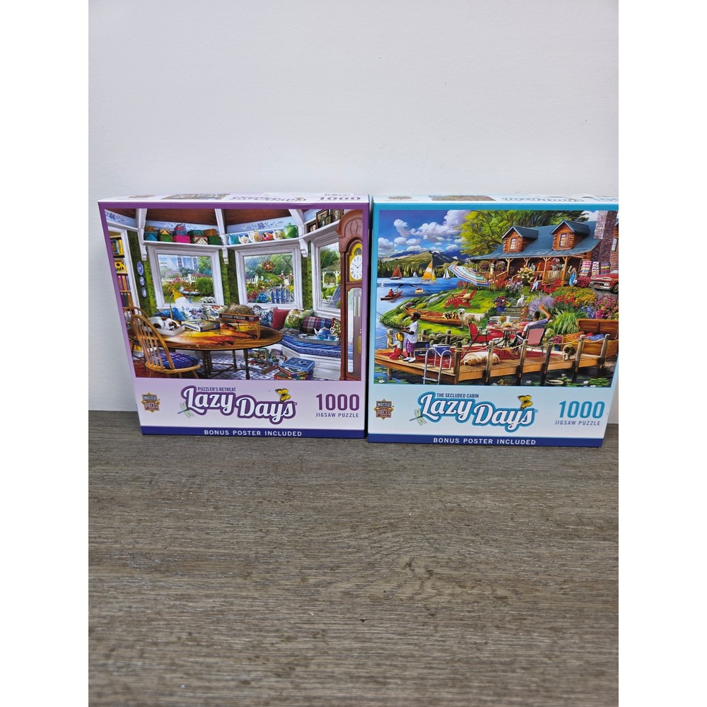 Set of Two (2) Lazy Days 1000 Piece Jigsaw Puzzles by Master Pieces